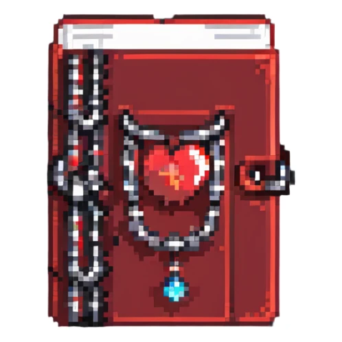 red book with dark aura and chains pixel art sticker