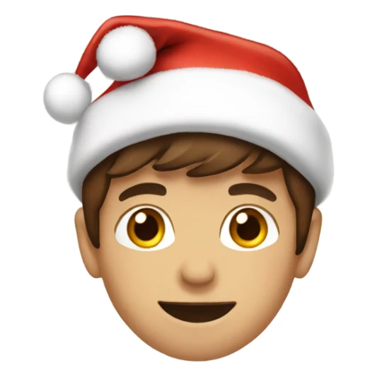 Boy with brown hair wearing a Christmas hat  sticker