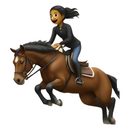 A girl on a horse jumps over a barrier sticker