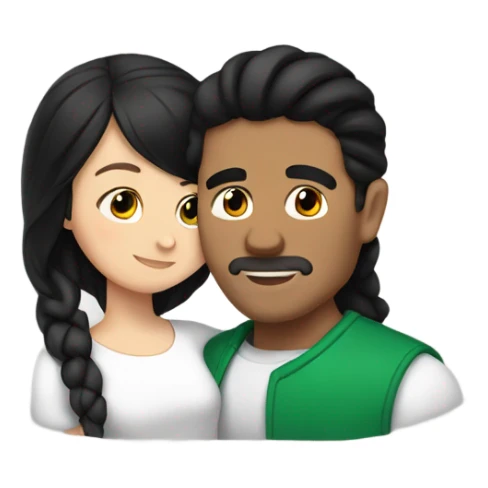 Mexican man hugging white girl with black hair sticker