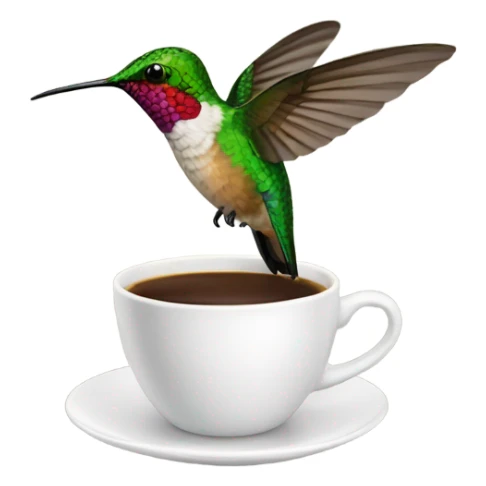 Hummingbird with a fresh cup of coffee  sticker