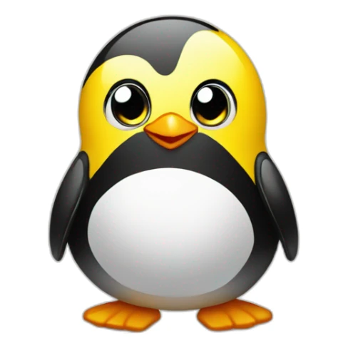 yellow-chick-smile-cute-near penguin sticker