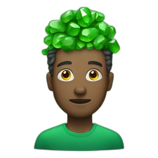 a man with green stones on his head sticker