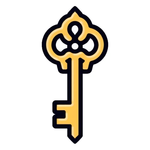 ultra minimal golden key, simplest possible shape sticker