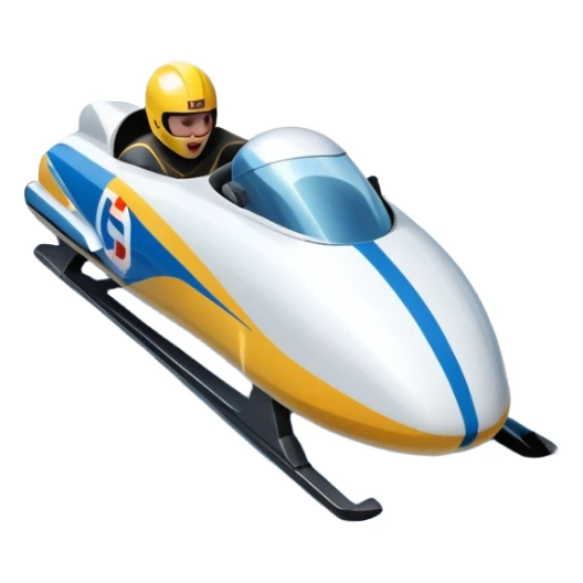 An icon featuring a sleek bobsled with athletes racing down an icy track at high speed, helmets on and bodies aligned for aerodynamics. Surrounded by icy curves, snowbanks, and a wintry mountain backdrop. Transparent background captures the thrill and precision of bobsleigh. sticker