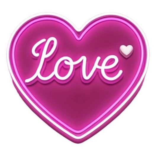 glowing pink neon sign that says "i Love u " in cursive. With a heart sticker