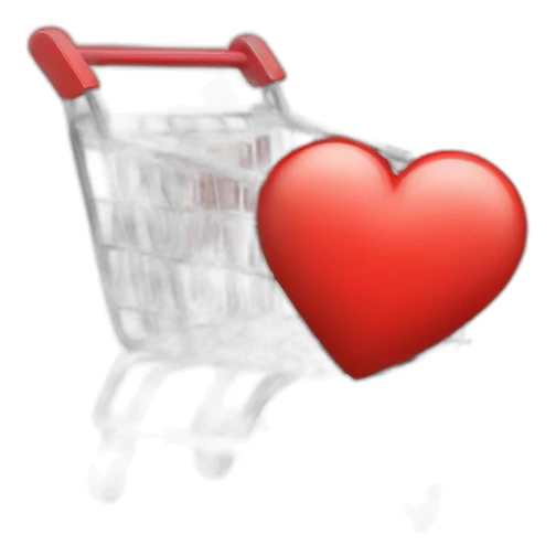 shopping cart with one red heart inside of ot sticker