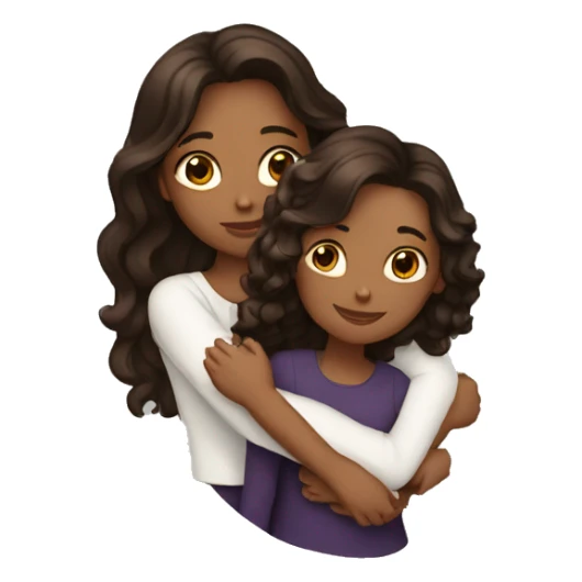 Two dark brown women with long wavy hair bff hugging sticker
