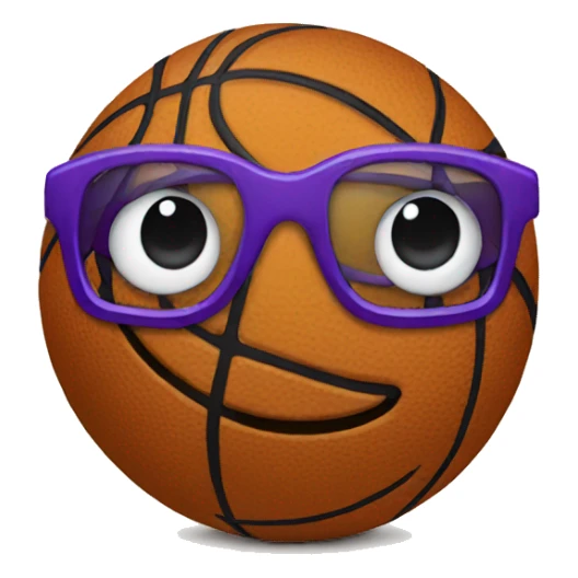 a basketball wearing purple glasses sticker