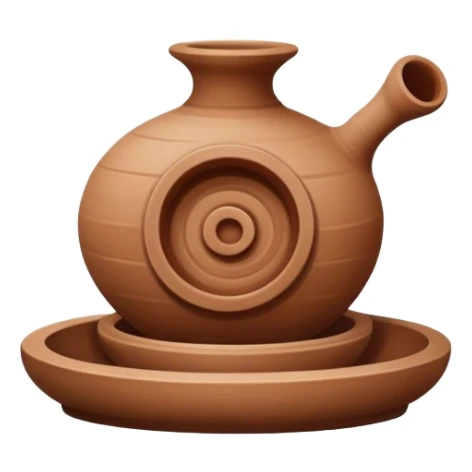 Pottery, clay sculpture, pottery wheel, earthy tones, simple design, minimalistic, on a white background, no extra details sticker