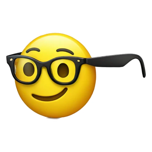 one yellow smiley emoji wearing glasses smiling sticker