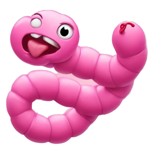 pink worm with pink hearts sticker