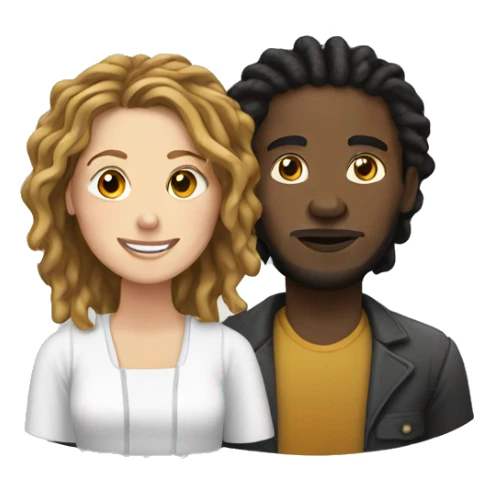 black man with dreads with white woman with brown hair  sticker