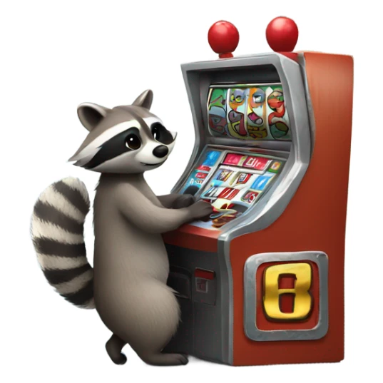 Raccoon playing a slot machine  sticker