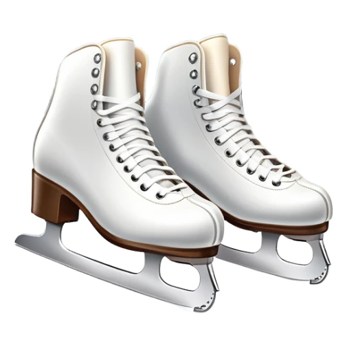 An icon showing The rink is surrounded by cheering spectators and soft arena lights, creating a beautiful, dynamic atmosphere. a pair of elegant figure skates placed on the smooth, sparkling ice of a grand ice arena. Transparent background highlights the grace and beauty of figure skating. sticker