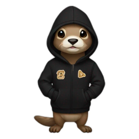 otter in black adidas hoodie sticker