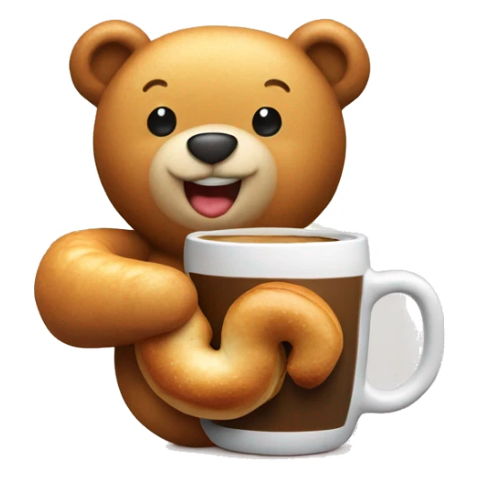 Smile Bear hug with bagel, croissant and coffee sticker
