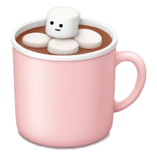 Light Pink mug of hot chocolate with marshmallows  sticker