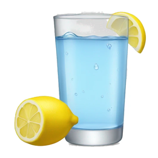 glass of water and lemon sticker