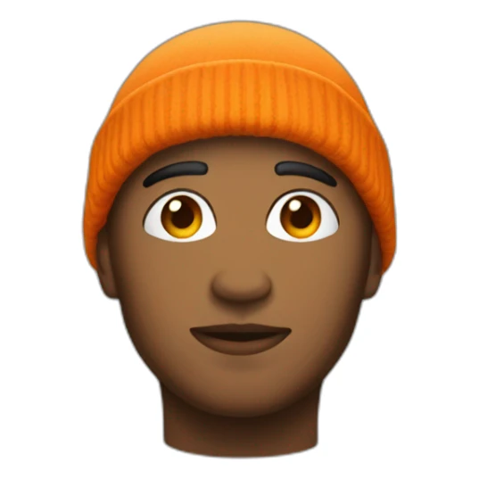Persona sin pelo con gorro de lana naranja sticker