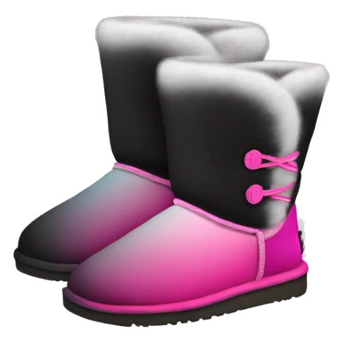 Realistic silver black and hot pink ombre Ugg fur boots. sticker