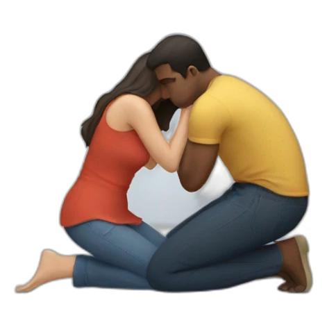 Woman on knees facing man sticker