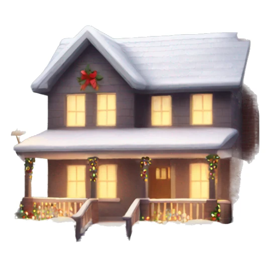 house with cozy Christmas lights and snow sticker