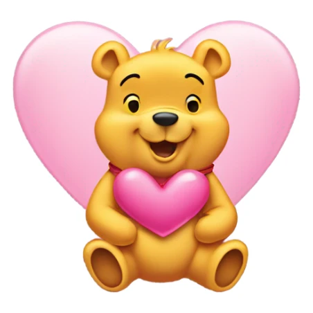 Winnie the Pooh cute with pink heart sticker