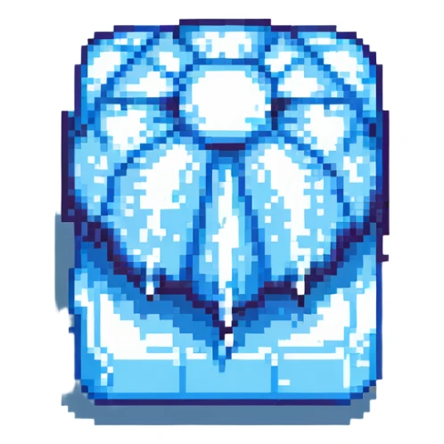 pixel art ice, small pixel blocks, retro video game style sticker