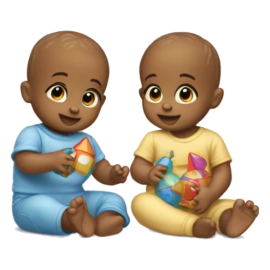 Baby twins playing with toys sticker