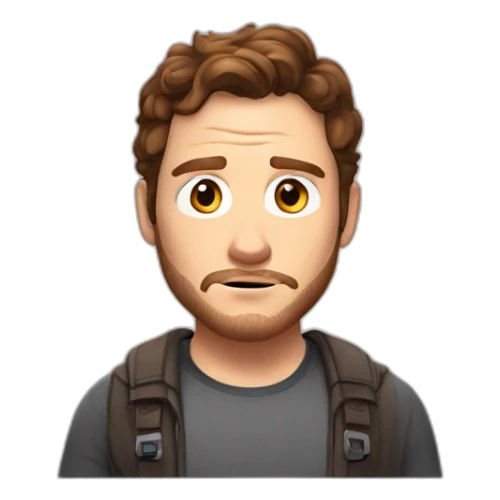 Chris Pratt brunette cartoon serious sticker