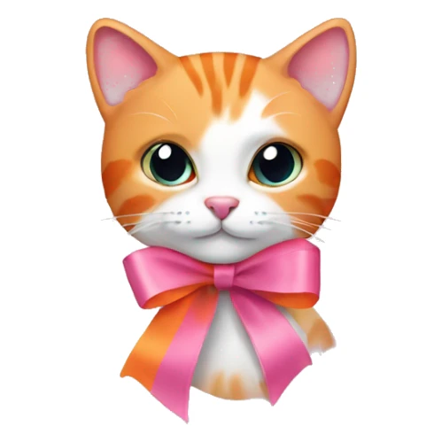 Pink ribbon with orange cat sticker