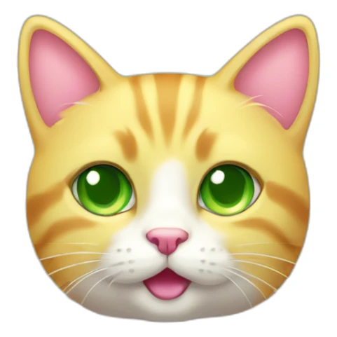 yellow cute cat with green eyes and pink nose sticker