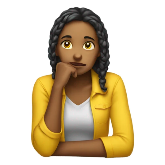 yellow girl thinking with hand on chin sticker