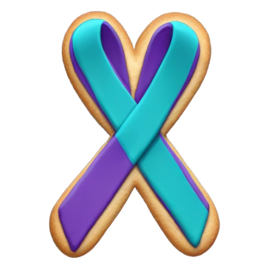 Purple teal Suicide awareness ribbon, cookie heart sticker