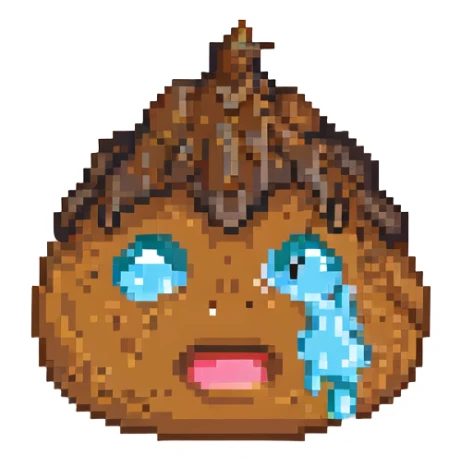 crying emoji but instead of tears poop sticker