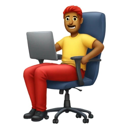 My friend sitting in his computer chair with really red legs  sticker