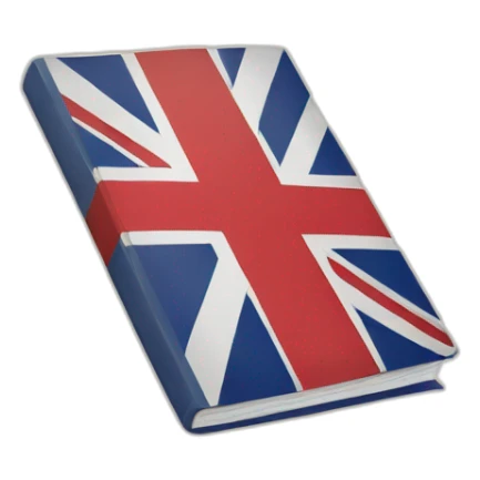 Create a book illustration with a UK flag for an English subject emoji sticker