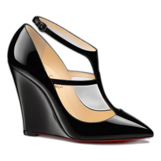 WEDGE heel LOUBOUTIN black leather PATENT sticker