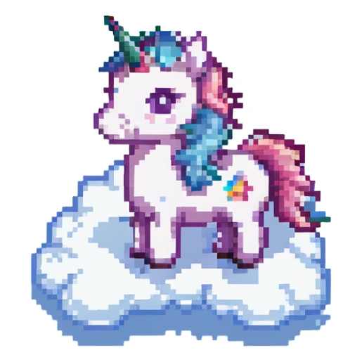 colorful baby unicorn standing on clouds sticker