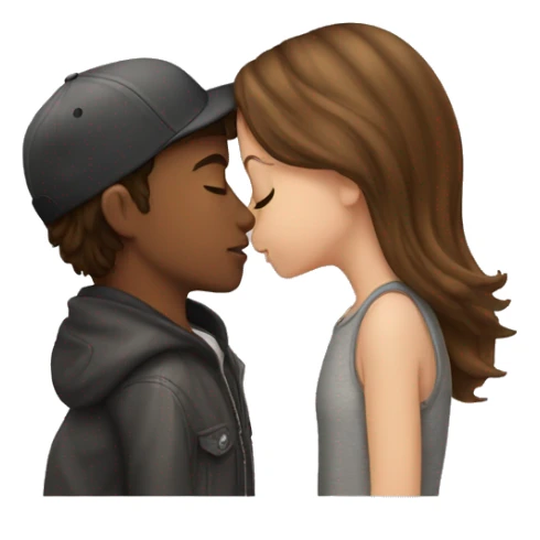 brown hair girl kissing skater boy sticker