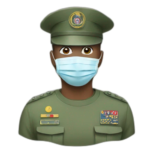 a military face in a Medical masks sticker