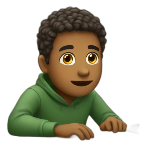 boy sitting in front of the computer and studying  sticker