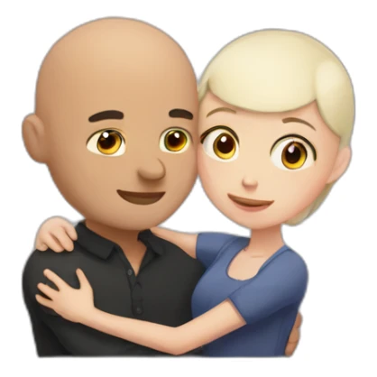 Bald boy hugging dark hair girl sticker