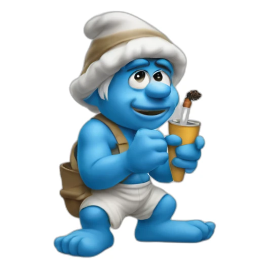 unhealthy looking smurf with sigaret sticker