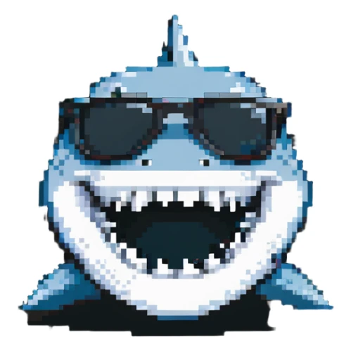 cool shark with white teeth and black sunglasses sticker