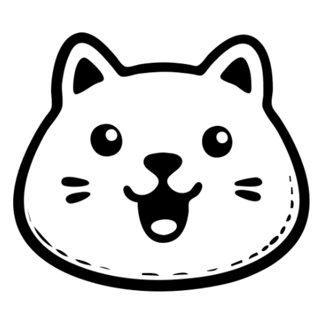 custom cat character inspired by TenSquared server logo, black and white, surprised emotion, hand drawn icon style sticker