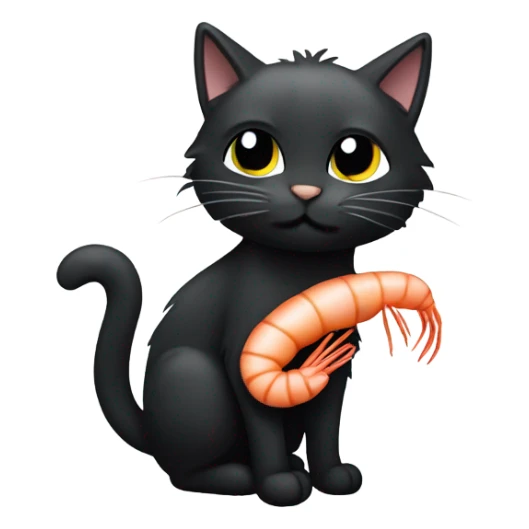 A smelly Black cat eating shrimp  sticker