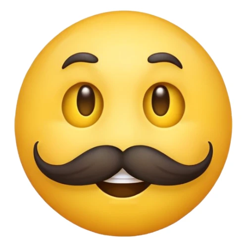 Creepy yellow emoji with long mustache sticker