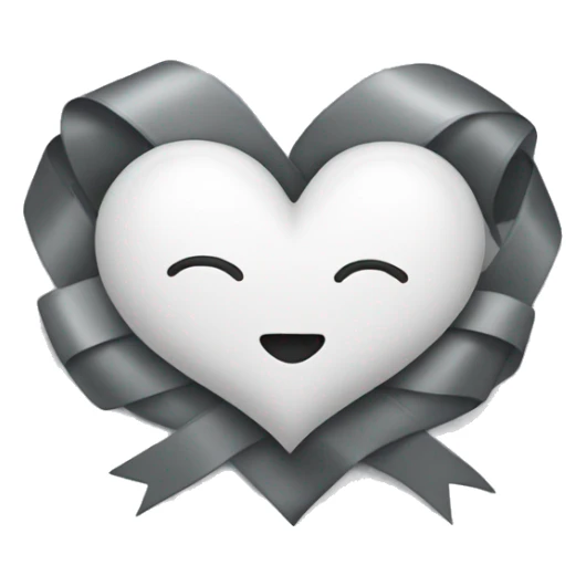 It is decorated with a white heart and a gray ribbon. sticker